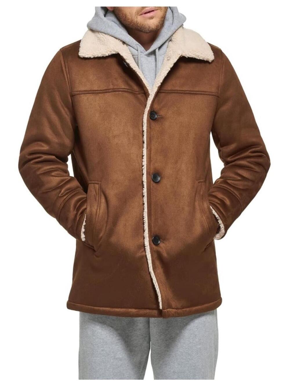 Calvin Klein Men's Jacket Size medium Faux Shearling CM192244 Cognac Brand New